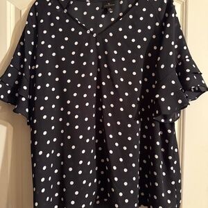 Black and white polka dot blouse
